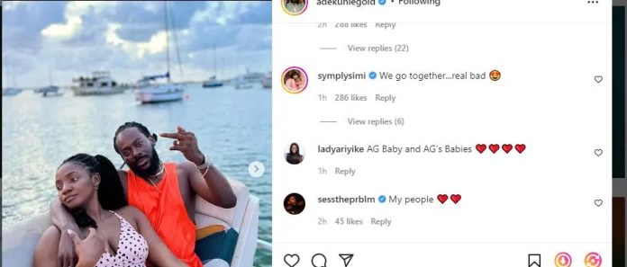 Simi reacts as Adekunle Gold reveals all that matters to him