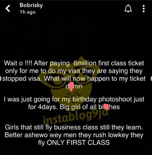 Bobrisky reveals how he paid N6M for a flight to Dubai just to take pictures