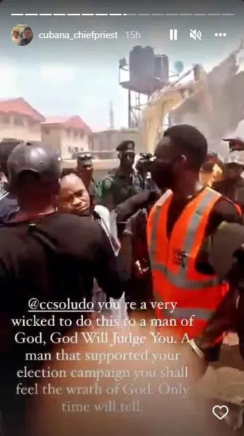 “You shall feel the wrath of God”– Cubana Chief Priest slams to Soludo following demolition of Odumeje’s church [Video]