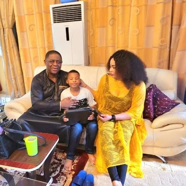 “Peace like a river” – Femi Fani-Kayode says as he shares photos with estranged wife, Precious and their first son