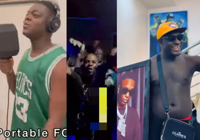 Cute Abiola storms studio on behalf of Portable FC as fans of Wizkid FC & 30BG clash over Carter Efe’s Machala song [Video]
