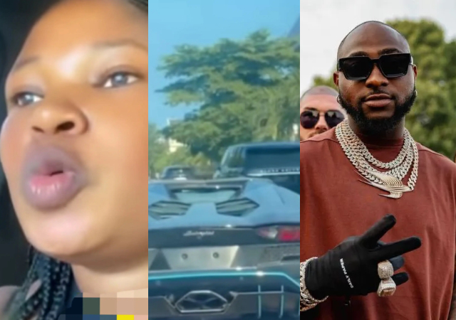 “Davido is not in town, who is driving his lambo?” – Lady promises to follow Davido’s Lambo to its destination after sighting it on the road