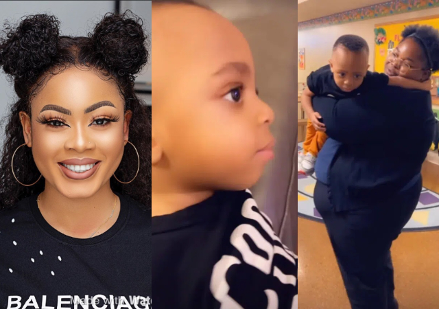 “Drop your accent  and phone then, speak to your child”- Reactions as Nina Ivy expresses worry as her son bullies his classmate [Video]