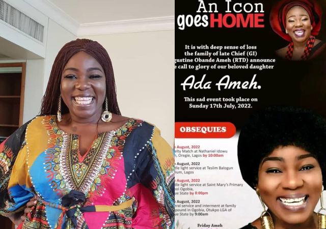 Fans in tears as Ada Ameh’s obituary poster emerges