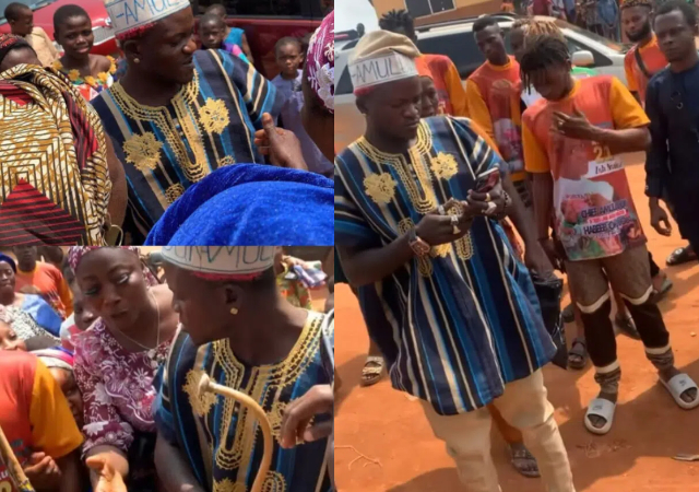 “From celebrity to street Chief Omo e choke ooo”-Netizens reacts as Portable gets conferred with Chieftaincy title [Video]