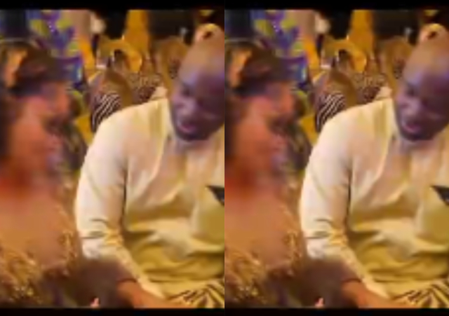 Kazim Adeoti reacts to wife, Mercy Aigbe’s outfit to Kwam1’s 50years on stage party [Video]