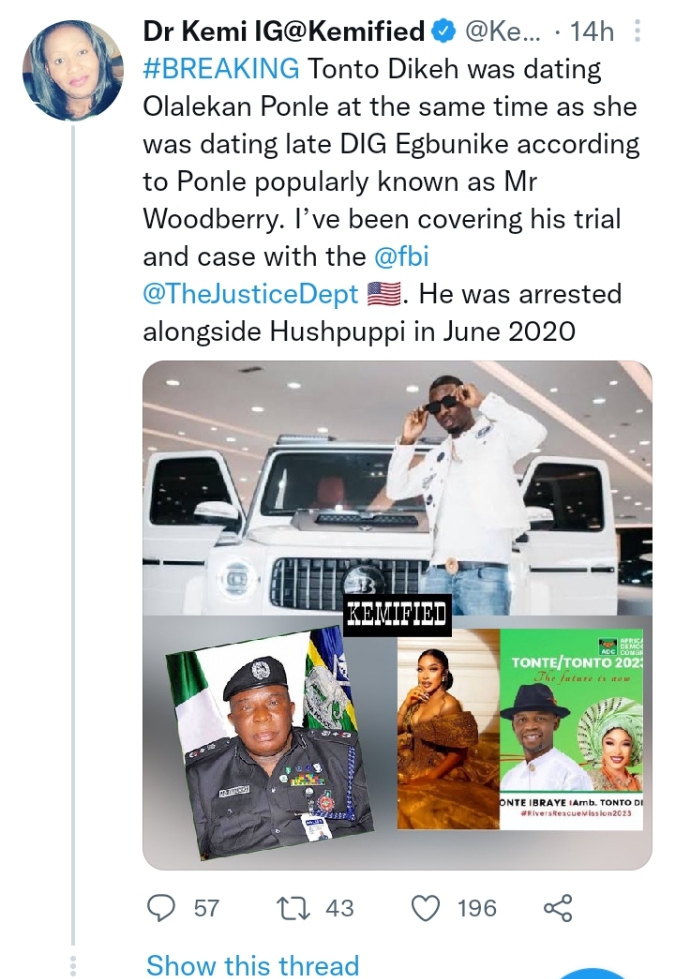 “Tonto Dikeh’s Name Mentioned In FBI’s Fraud Case Against Hushpuppi, Woodberry”– Kemi Olunloyo Reveals