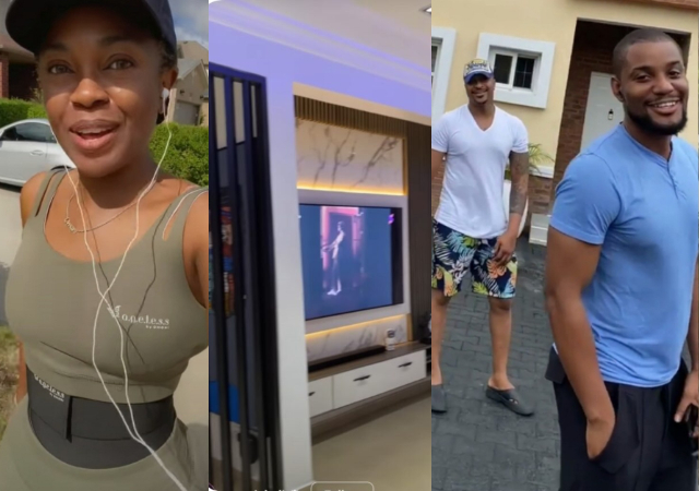 “This new crib will bring may more after it’s kind“- Omoni Oboli prays for Alex Ekubo as she visits his mansion with Ik Ogbonna [Video]