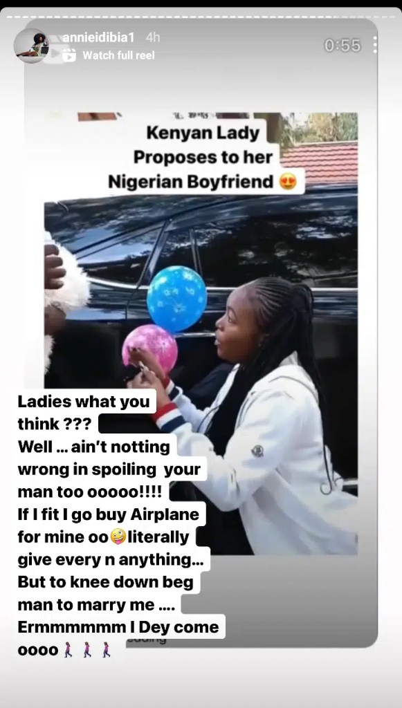 Annie Idibia reacts as Kenyan lady proposes to her Nigerian boyfriend with a car [Video]