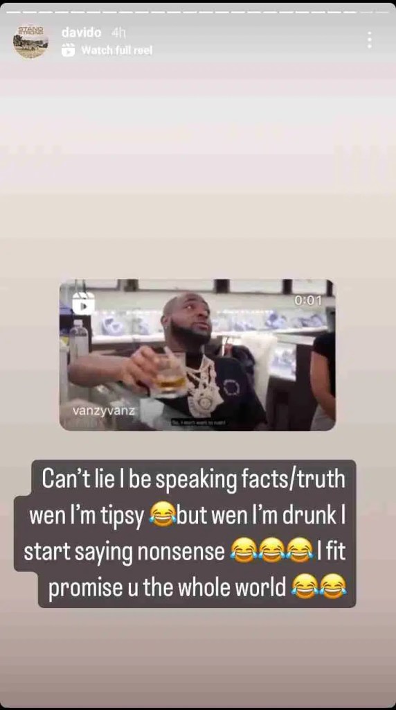I fit promise you the whole world: Davido reflects on old video reveals how alcohol affects his life [Video]