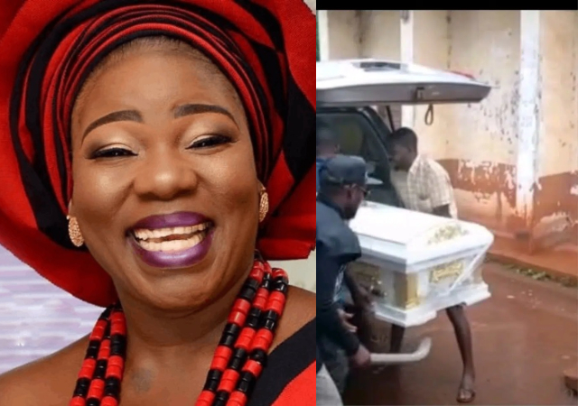 ‘It is a wrap for Ada Ameh’ – Emotional moment Charles Inojie breaks down as the late actress is laid to rest today [Video]
