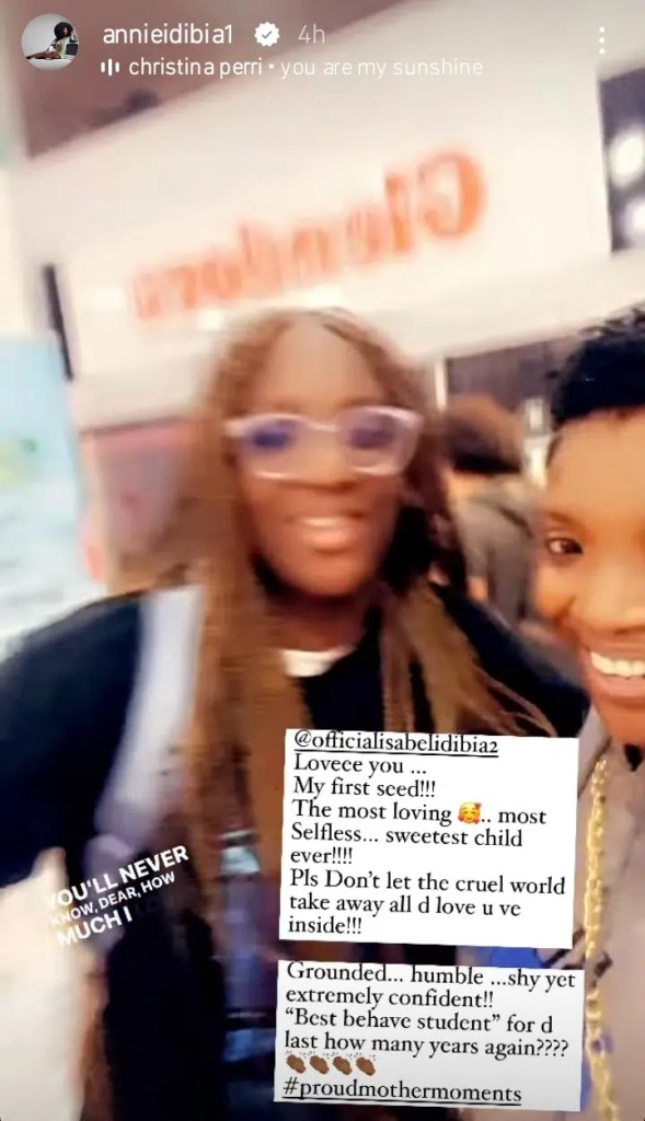 “10 boys in one, It’s hard to let you go” — Annie Idibia emotional as daughter, Isabel, jets out of Nigeria