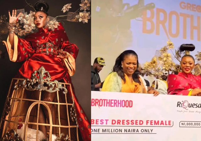 BBNaija Ifuennada wins best dressed at #Brotherhood movie premiere, gets N1 million