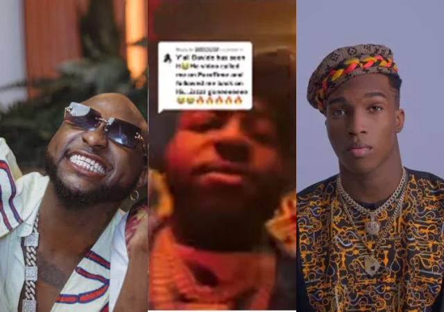 Davido FaceTimes Singer, Boi Chase after he did a cover for ‘Electricity’