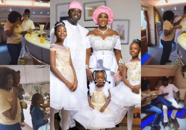 “First class no be beans” – Reactions trail Mercy Johnson and family’s travel class as they jet off to US