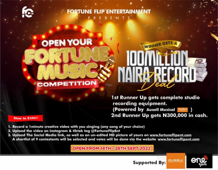 Fortune Flip Entertainment Announces Top 9 Contestants on #OpenYourFortune Music Competition