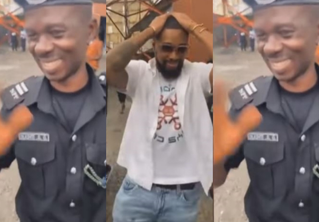 “Hello Ikoyi police!!!” – Fans taunts Sheggz as he steps out with security agent [Video]