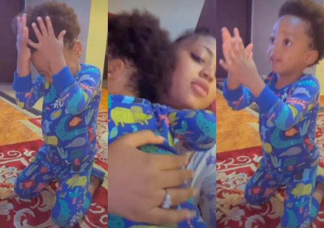 Mimi Orjiekwe, Nuella Njubigbo, others react as Regina Daniels’ son begs for forgiveness for destroying an expensive item [Video]
