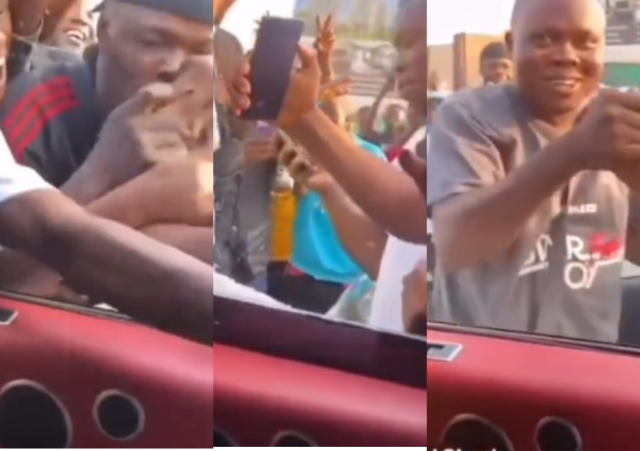 Moments fans rushed to kiss Wizkid’s hand when he hit the street (video)