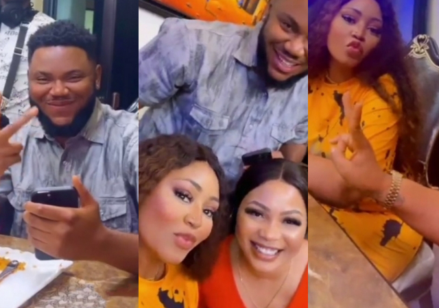 Regina Daniels shares fun moments as she links up with former lover, Somadina Adinma on set