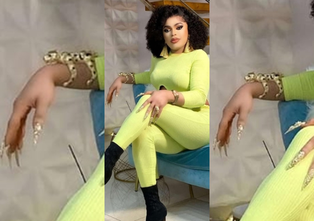 “Right hand don swell because of editing, A real definition of ladies and gentlemen” – Bobrisky ridiculed over recent photo