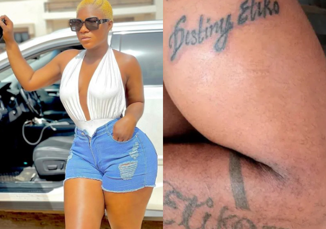 “Una don start again”- Lizzy Gold, Uche Ogbodo, others react as Destiny Etiko’s fan inks her full name on his hand