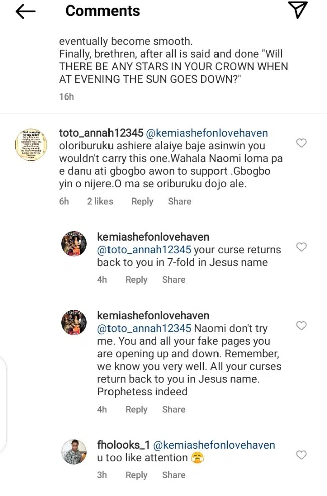 “Remember, we know you very well”- Blogger Kemi Ashefon issues warning to Evangelist Naomi for reportedly cursing her