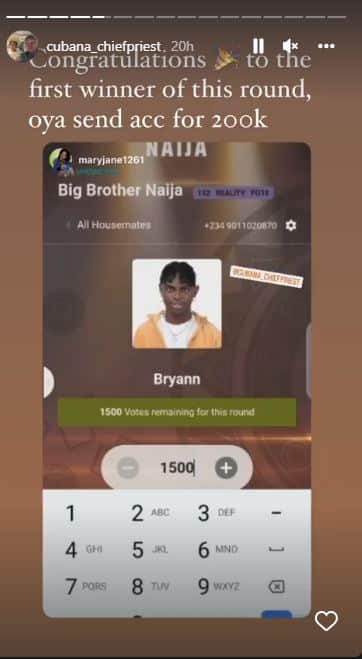 BBNaija: Cubana Chief Priest Outlines Steps to Follow As He Gifts Lady N200K for Voting Bryann