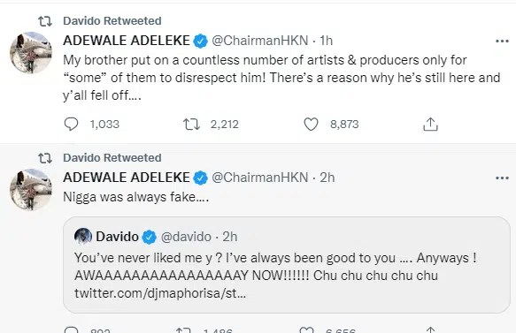 Davido and his brother calls out DJ Maphorisa for accrediting Amapiano success in Africa to Wizkid and Burna Boy