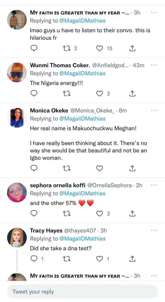 Netizens reacts as Meghan Markle reveals she is 43% Nigerian