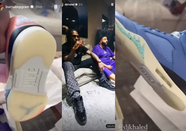 DJ Khaled gifts Burna Boy limited edition Air Jordan WTB sneakers [Video]