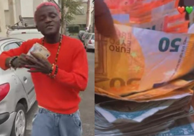 “I’m the highest paid” – Portable brags, shows off wads of cash from concert in Paris [Video]