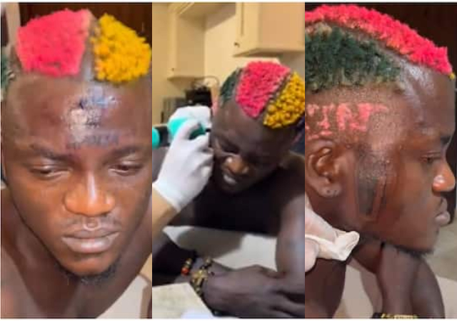 “Is That a Casket on his face”?- Netizens express concern over Portable’s appearance as he tattoos ‘Ika of Africa’ on forehead