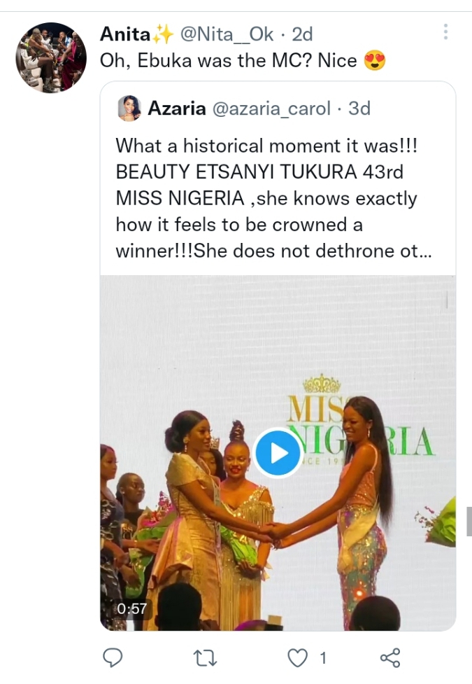 Netizens react to an old clip of Ebuka Obi-Uchendu announcing BBNaija’s Beauty, winner of 43rd Miss Nigeria 2019