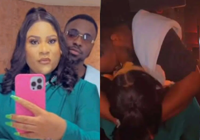 “The guy get mind sha”-Reactions as Nkechi Blessing passionately locks lips with her new ‘Handsome’ boo [Video]