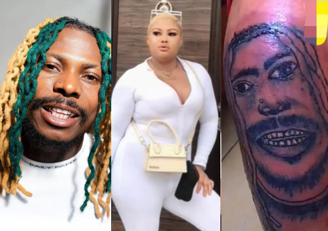 “This one na ashabi”- Reactions as Lady tattoos Asake’s face on her body [Video]