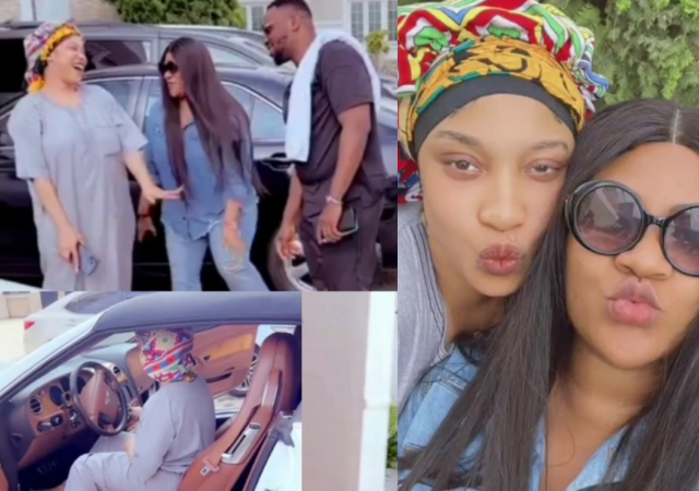 Tonto Dikeh hosts Nkechi Blessing and new boo, gifts them cash, releases Bentley for date night [Video]