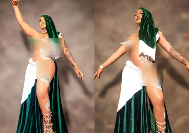 “Toyin respect your body”- Netizens drag Toyin Lawani over her Independent day unclad photos