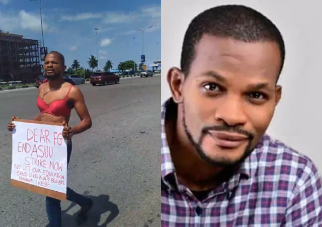 Uche Maduagwu stages a lone protest over ASUU strike